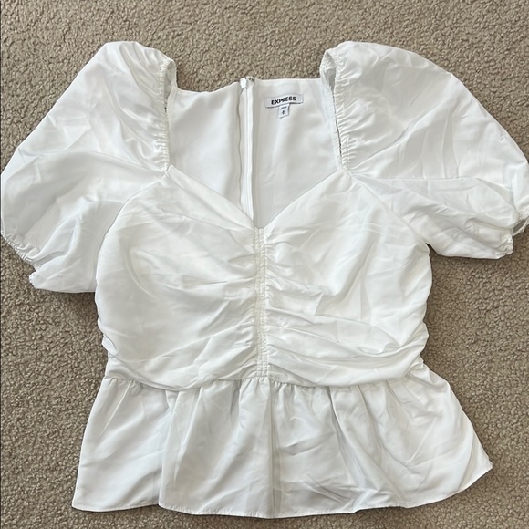 Express White Ruched Blouse - Picture 1 of 1